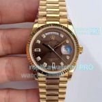 EW Factory Swiss Grade Rolex Presidential Replica Day-Date Watch Brown Diamond Dial